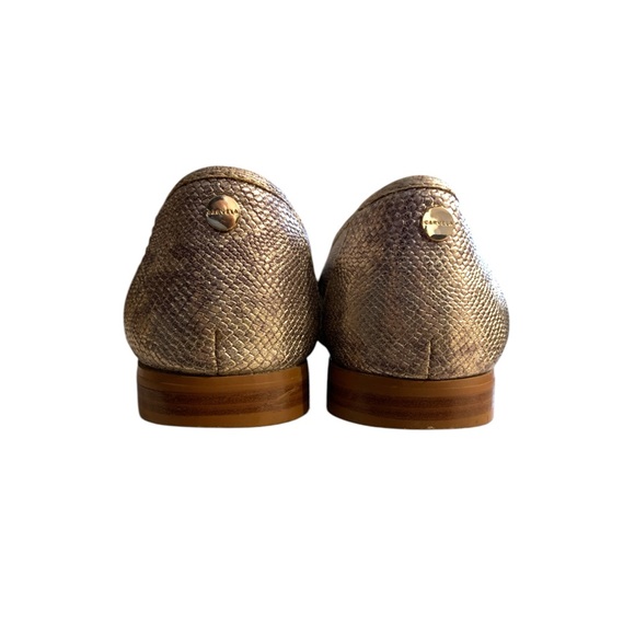 KURT GEIGER Gold Leather Snakeskin Loafers - Picture 9 of 9